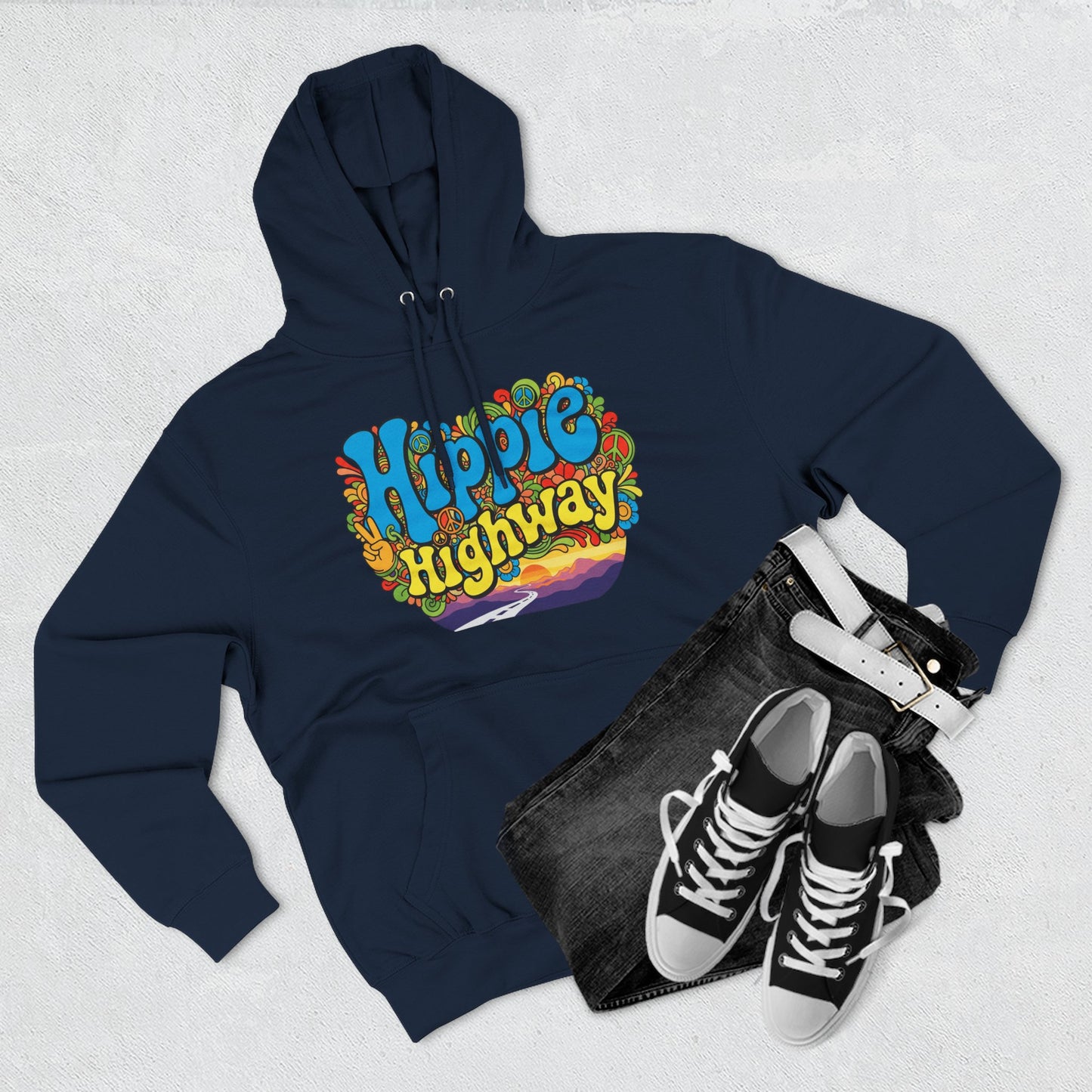 "Hippie Highway" Open Mind Open Road Fleece Hoodie