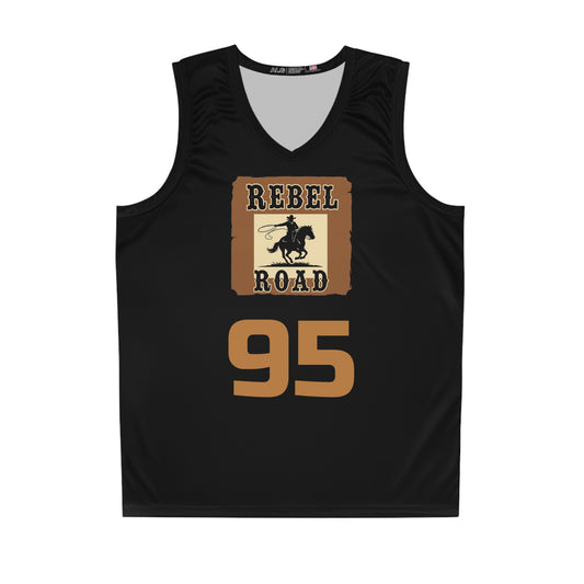 Black "Rebel Road" #95 Rodeo Outlaw Basketball Jersey