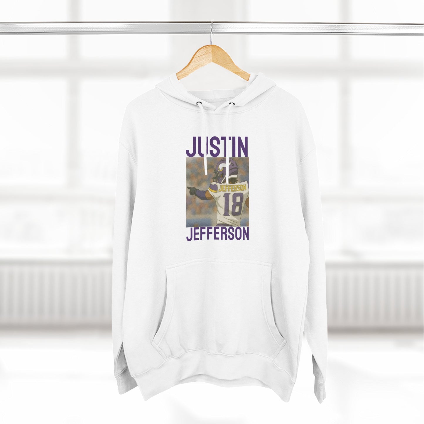 Anime Football 'Justin Jefferson' Three-Panel Fleece Hoodie