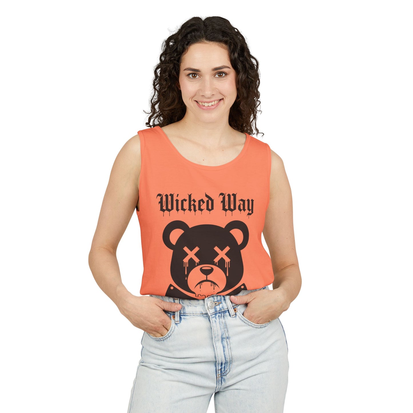 Limited Edition "Wicked Way" Drippy Bear Head Double Butcher Knife Tank Top