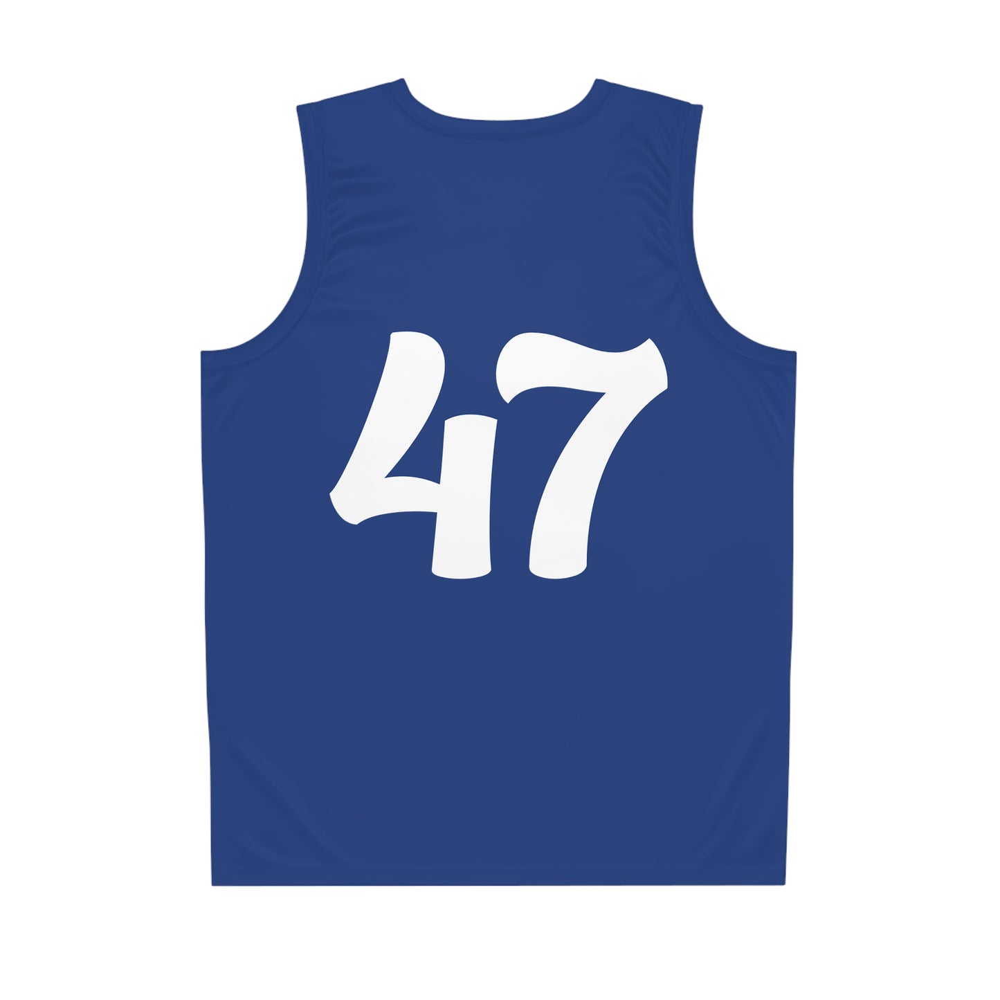 Blue & White "Hustler Ave" #47 Basketball Jersey