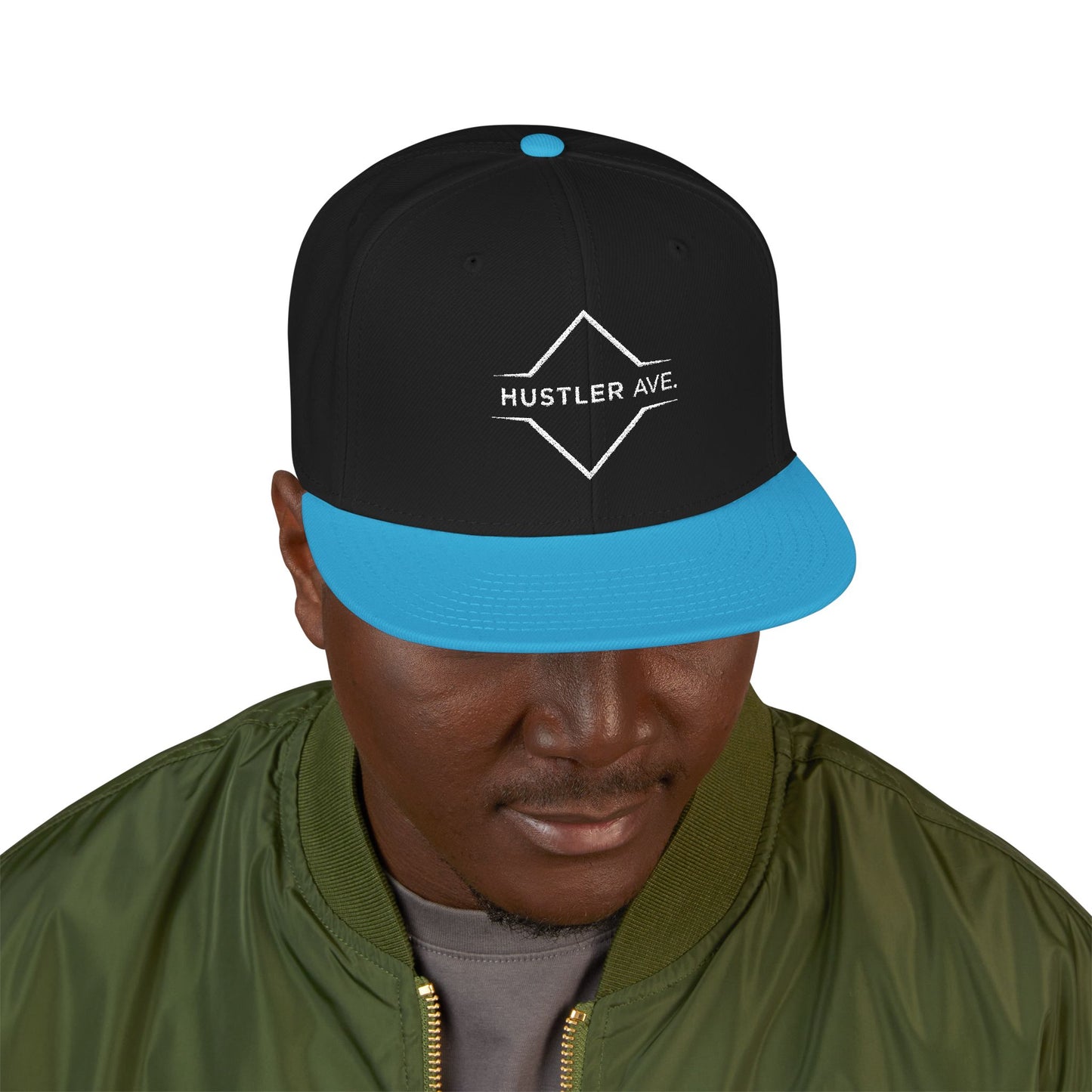 Teal & Black "Hustler Ave" #14 Avalanche Motion Alt. Snapback Hat