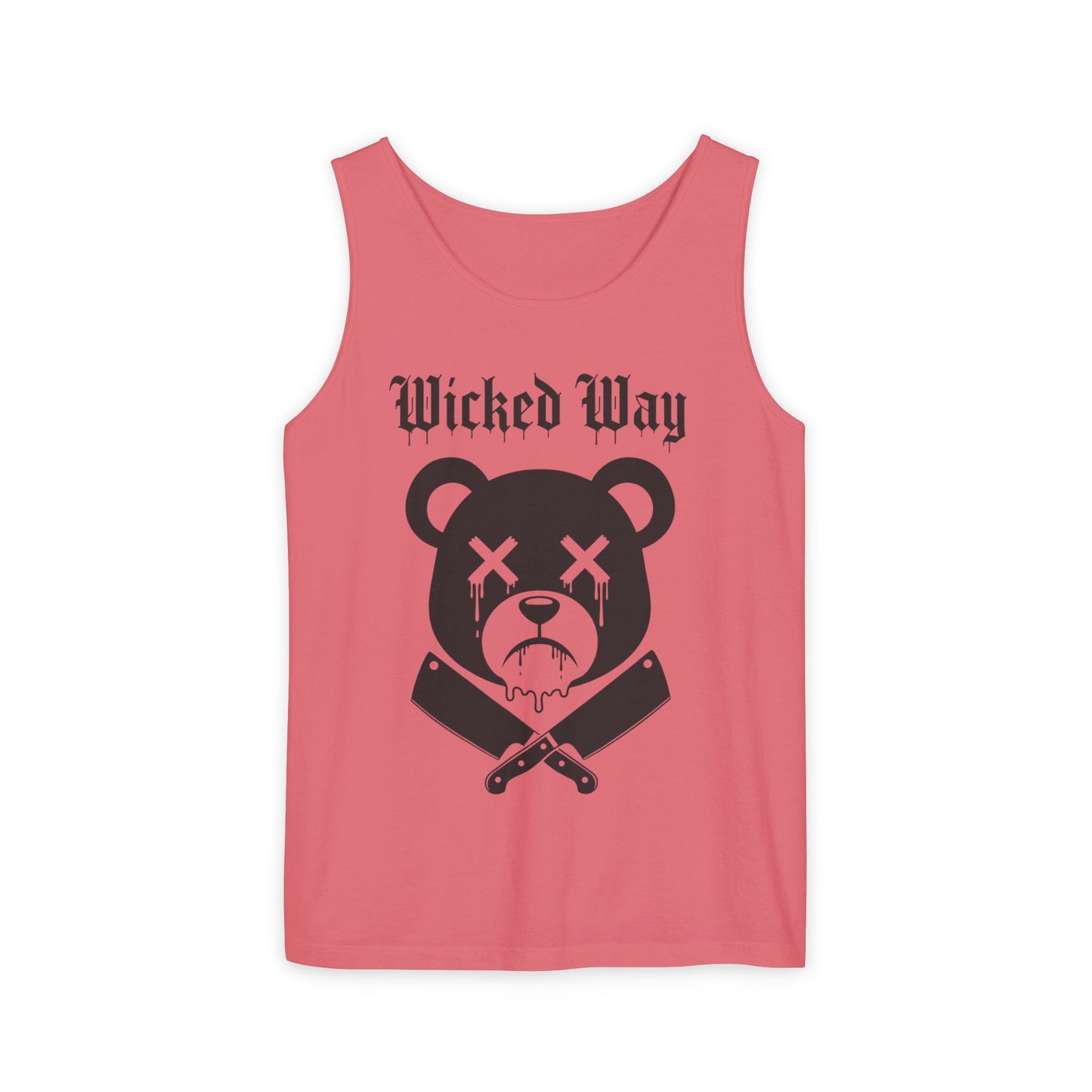 Limited Edition "Wicked Way" Drippy Bear Head Double Butcher Knife Tank Top