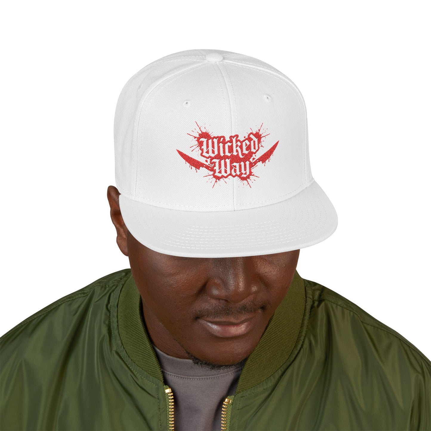 White & Red "Wicked Way" #97 Double Kitchen Knives Alt. Snapback