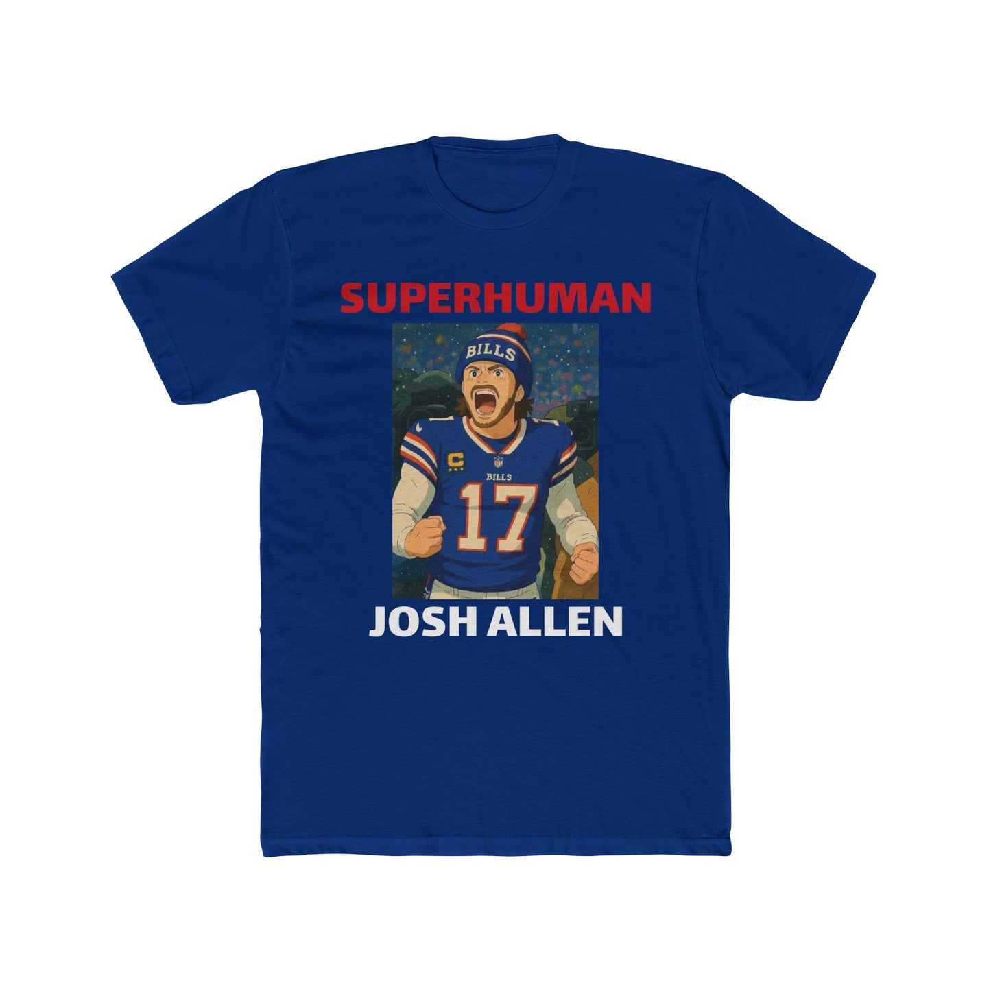 Anime Football 'Superhuman Josh Allen' Cotton Crew Tee