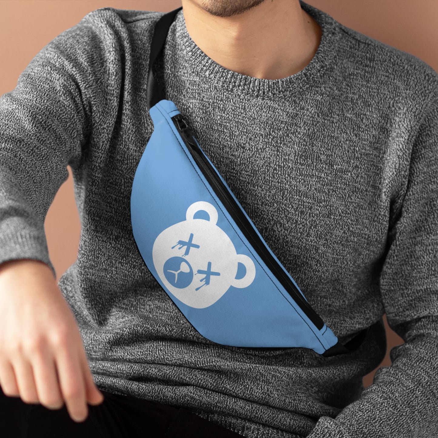 Light Blue w/ White Logo "Wicked Way" Dead Bear Head Fanny Pack