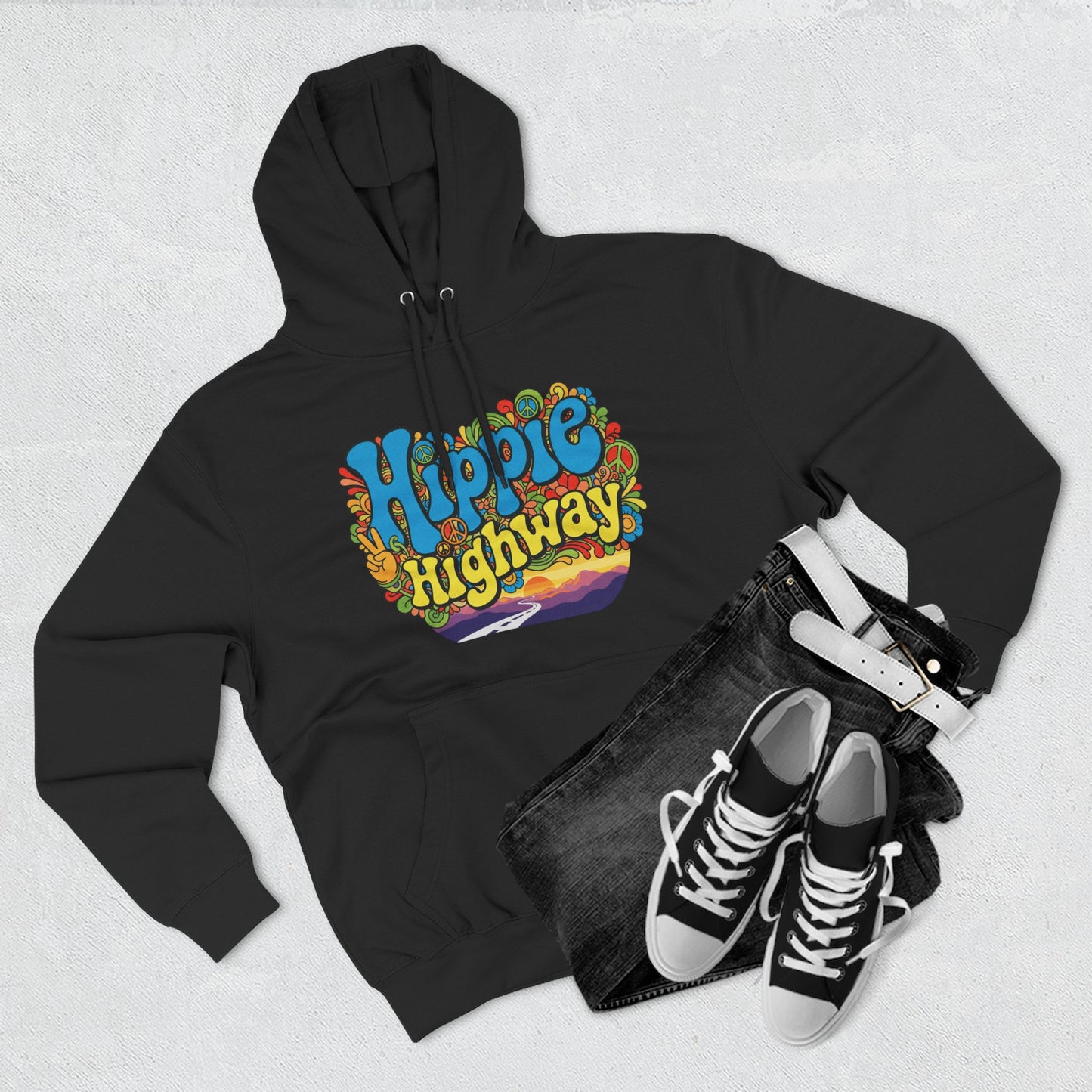 "Hippie Highway" Open Mind Open Road Fleece Hoodie