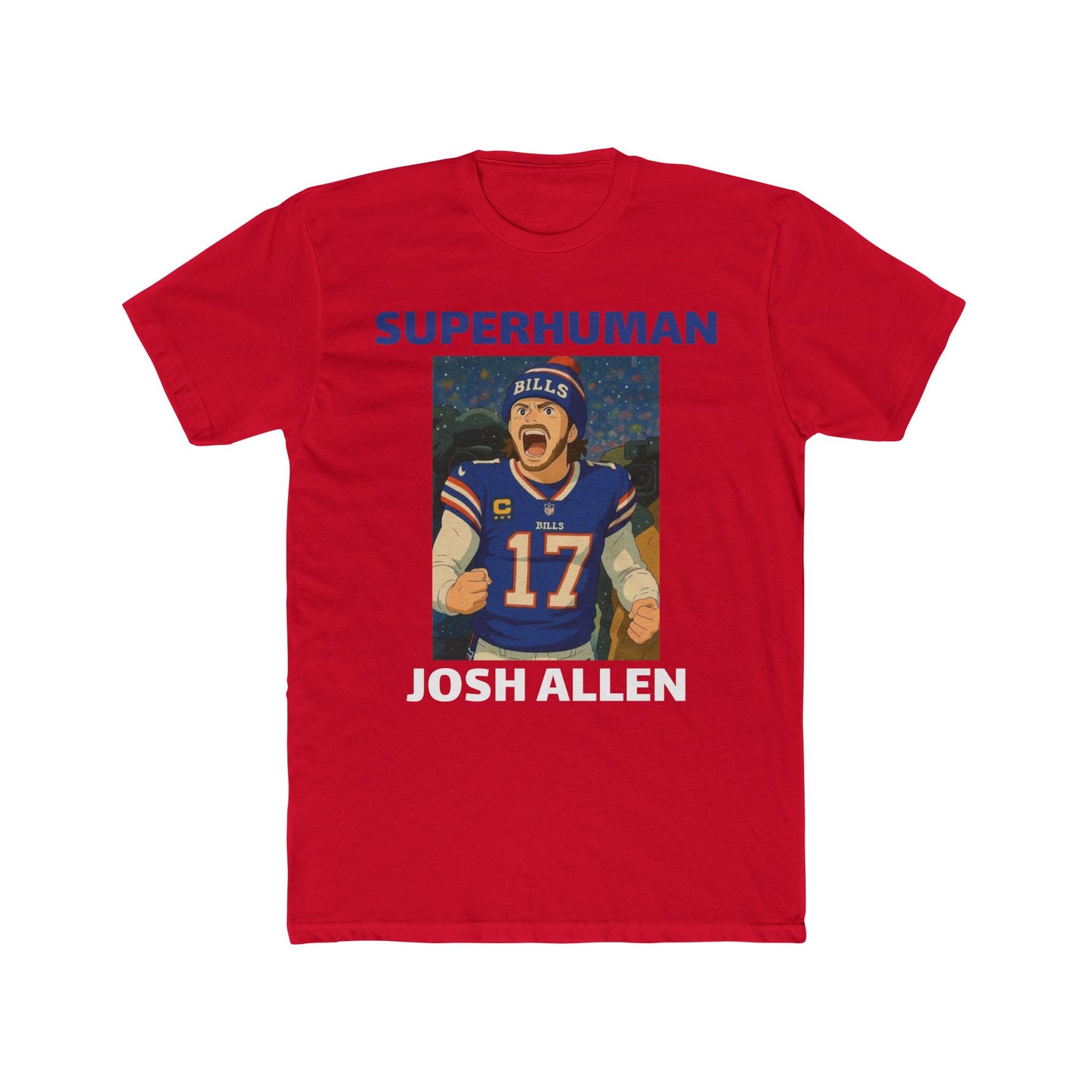 Anime Football 'Superhuman Josh Allen' Cotton Crew Tee