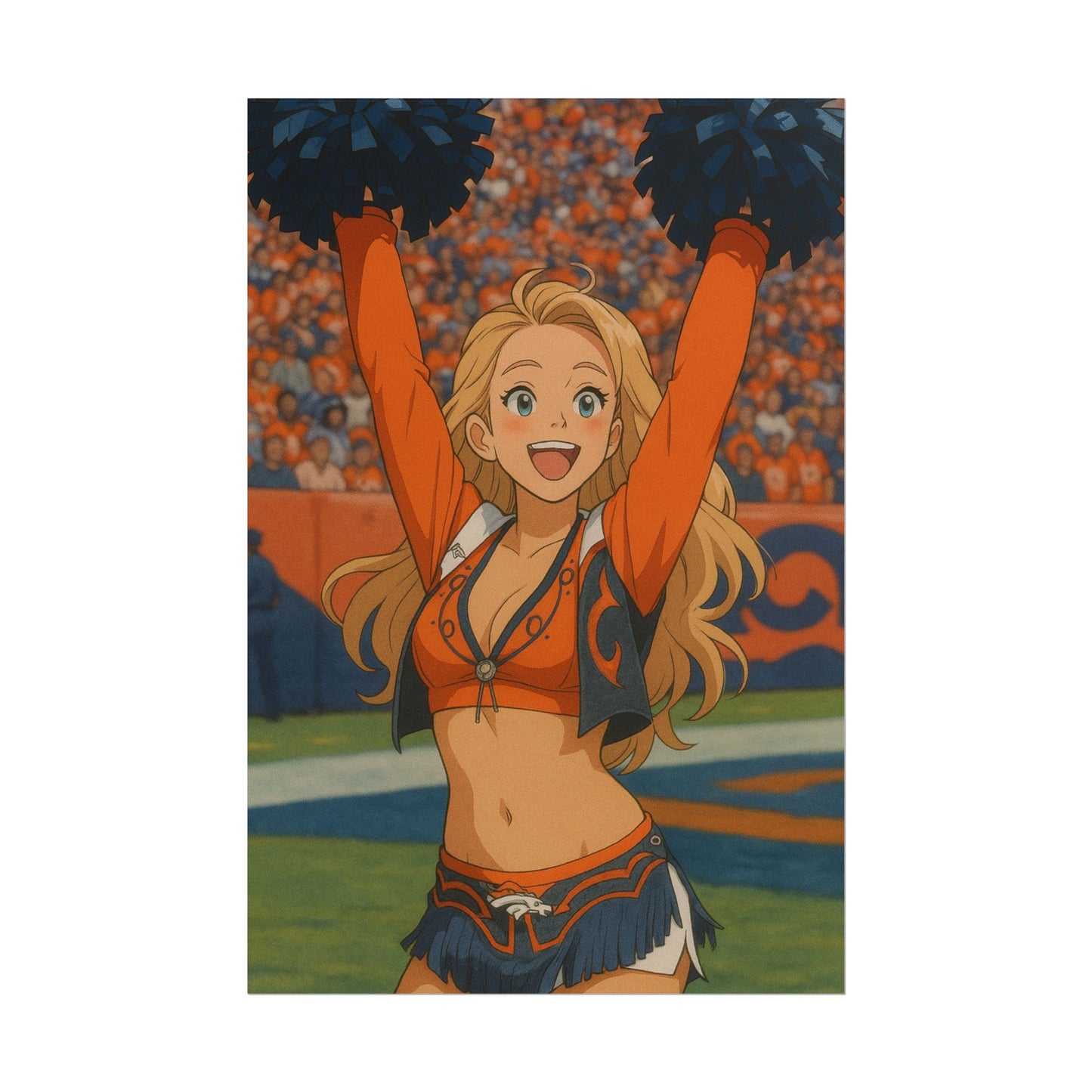 Loco Fits Anime Girls 'Broncos Cheerleader On-Field 1' Poster