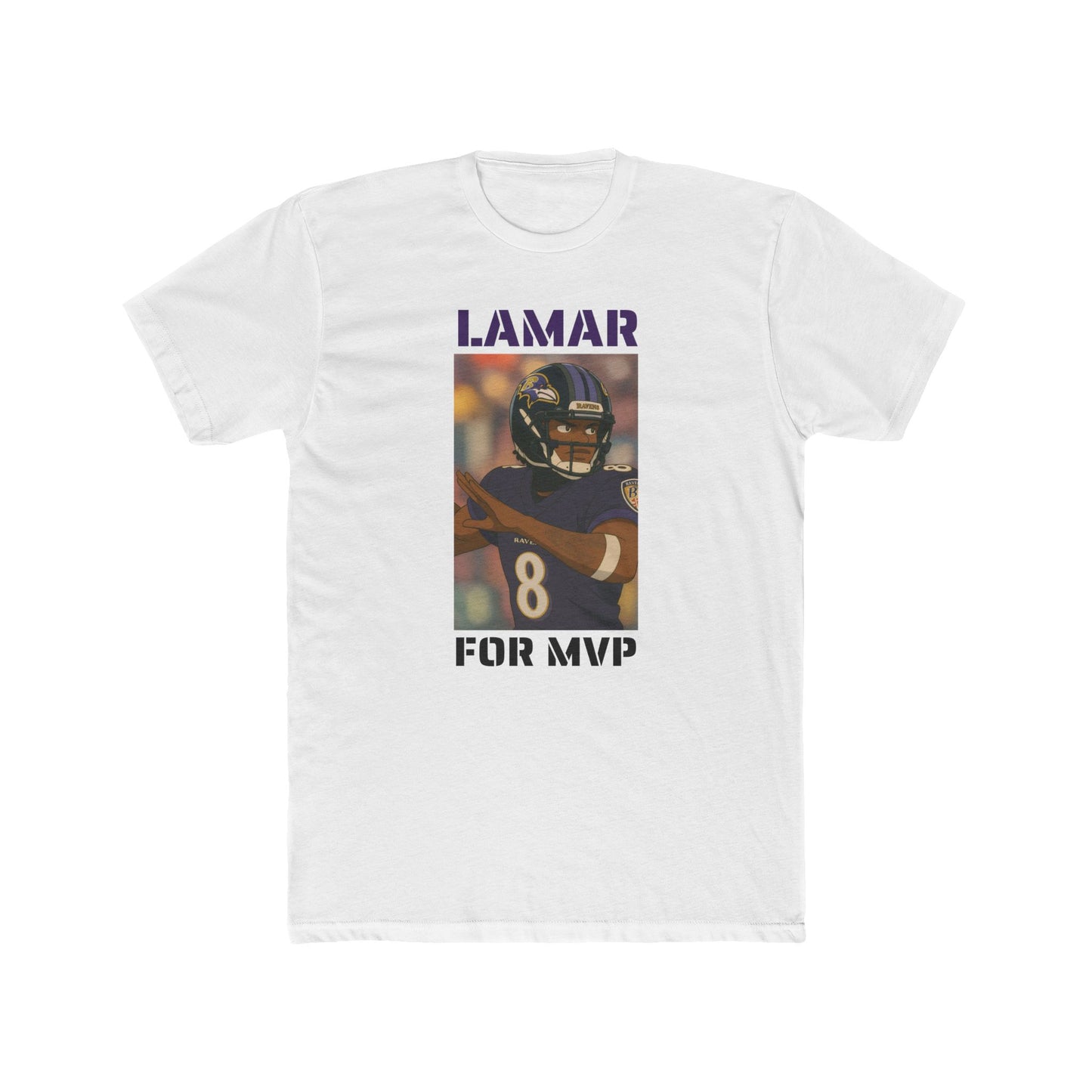 Anime Football 'Lamar For MVP' Cotton Crew Tee