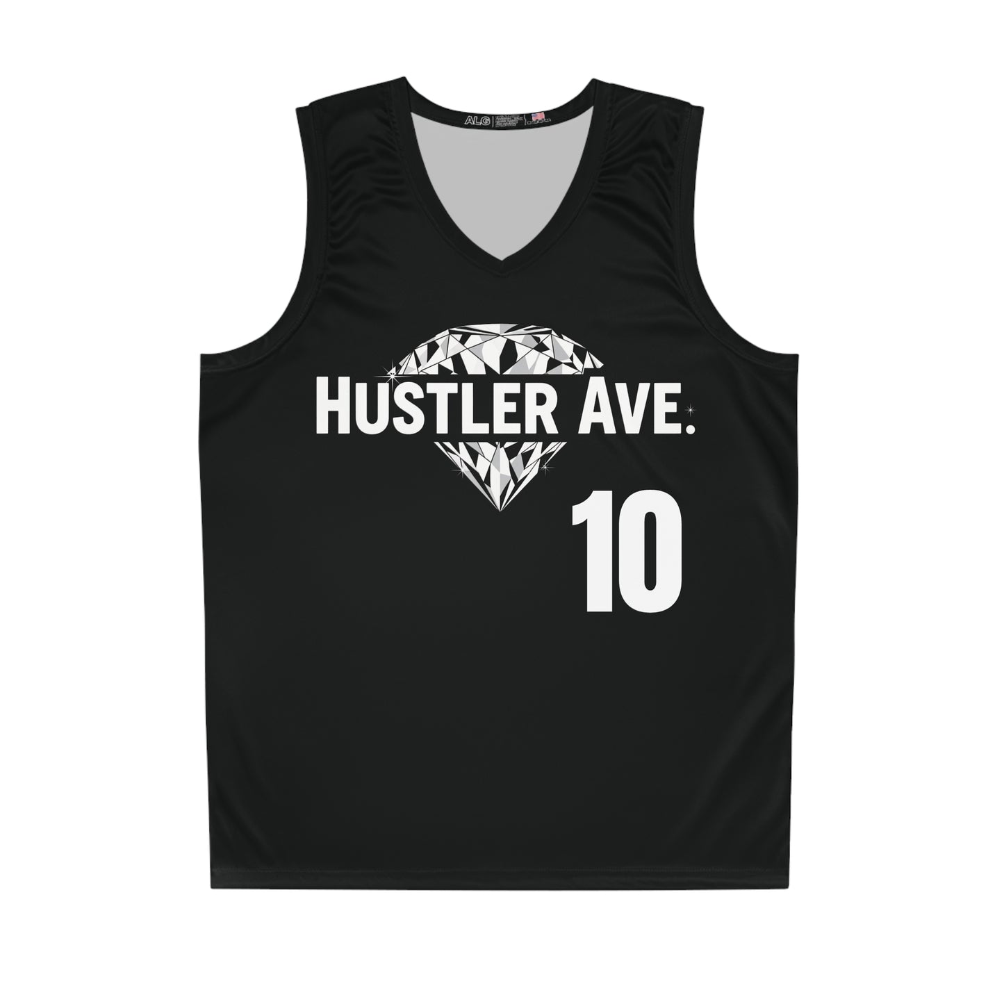 Black "Hustler Ave" #10 Diamond Status Alt. Basketball Jersey