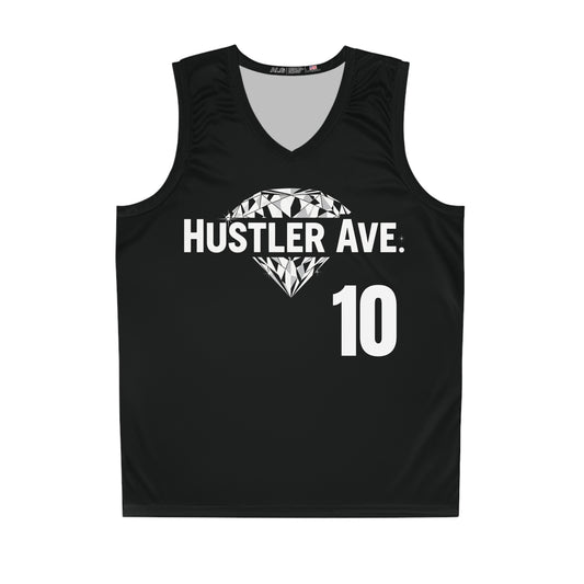 Black "Hustler Ave" #10 Diamond Status Alt. Basketball Jersey
