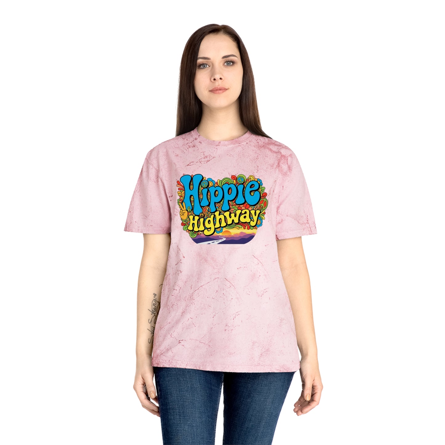 Exclusive (40 to be sold only) "Hippie Highway" Open Mind Open Road Tye Dye Color Blast T-Shirt