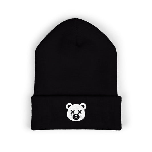 "Wicked Way" Dead Bear Head White Embroidered Beanie