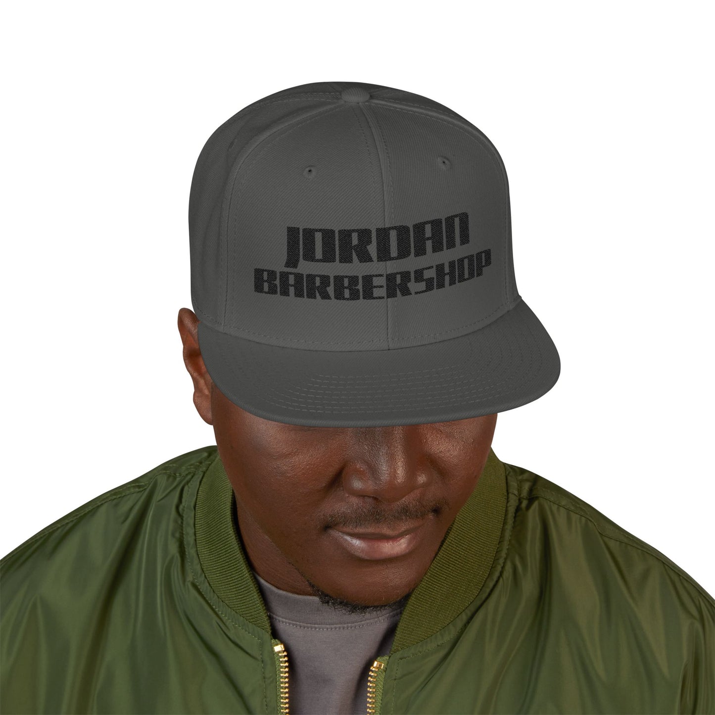 Jordan Barbershop Black Text Snapback