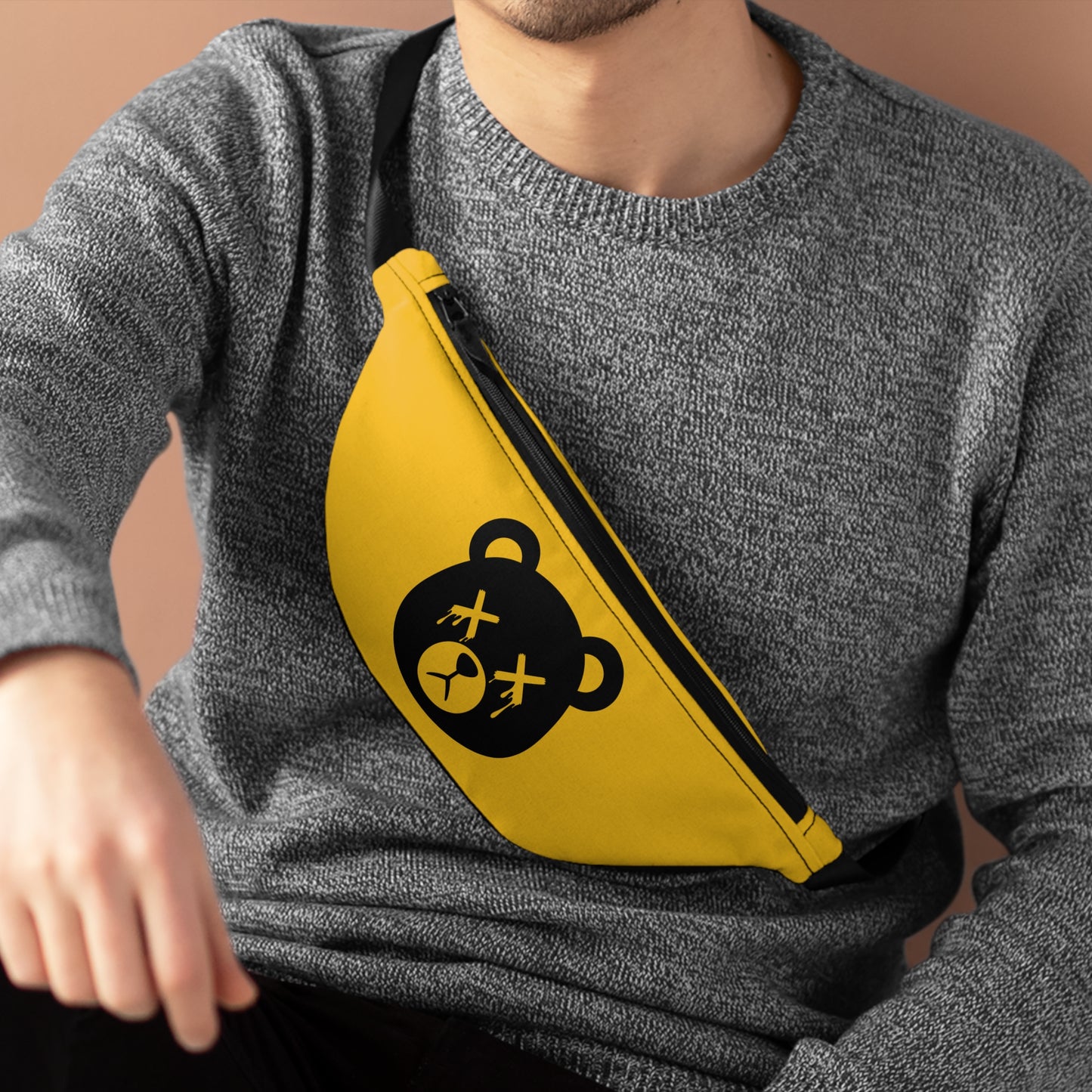 Yellow "Wicked Way" Dead Bear Head Fanny Pack