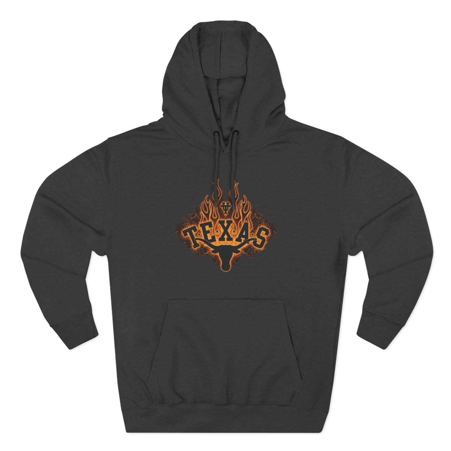 'Texas Firey Longhorn' Three-Panel Fleece Hoodie