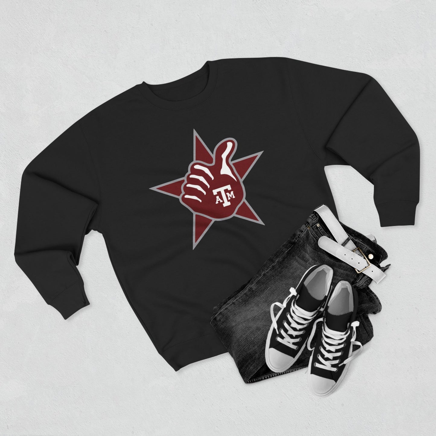 'Texas A&M Lone Star Thumbs Up' Cotton Crewneck Sweatshirt