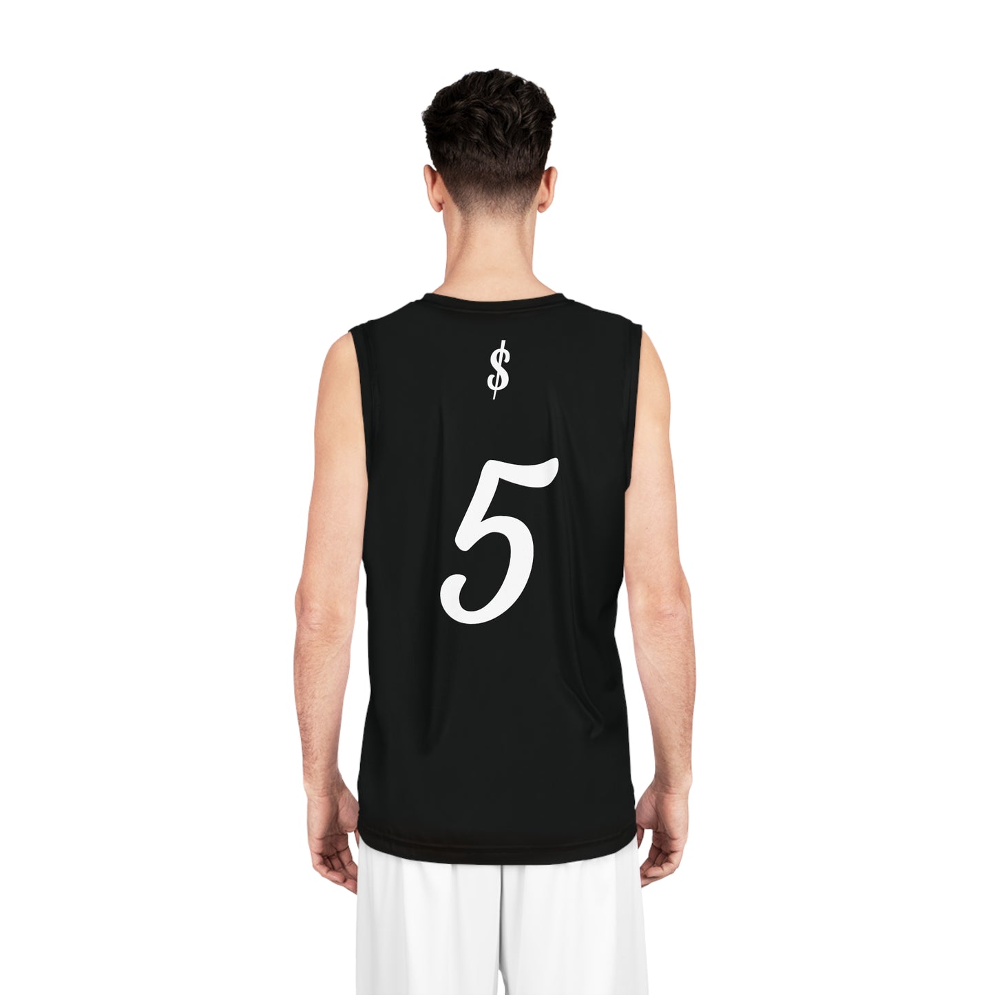 Black & White "Hustler Ave" #5 Money Stacks Alt. Basketball Jersey