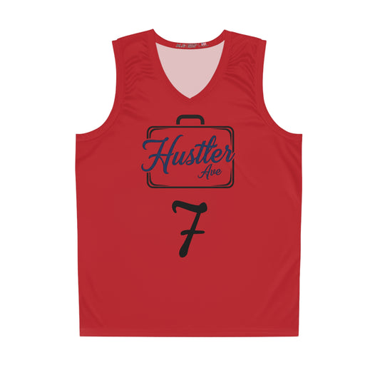 Red "Hustler Ave" #7 All Business Alt. Basketball Jersey