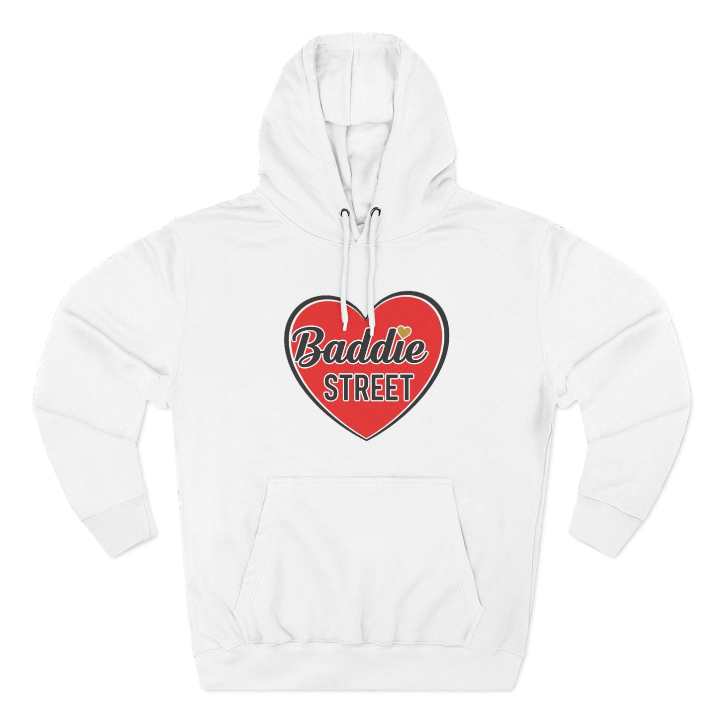 "Baddie Street" Red Heart Large Logo Fleece Hoodie