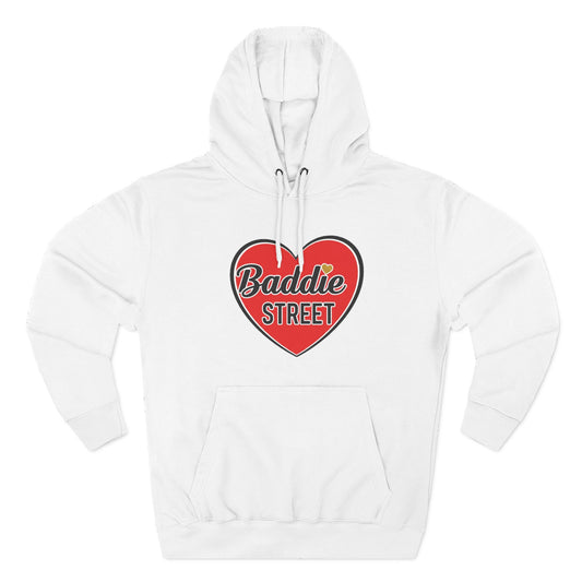 "Baddie Street" Red Heart Large Logo Fleece Hoodie