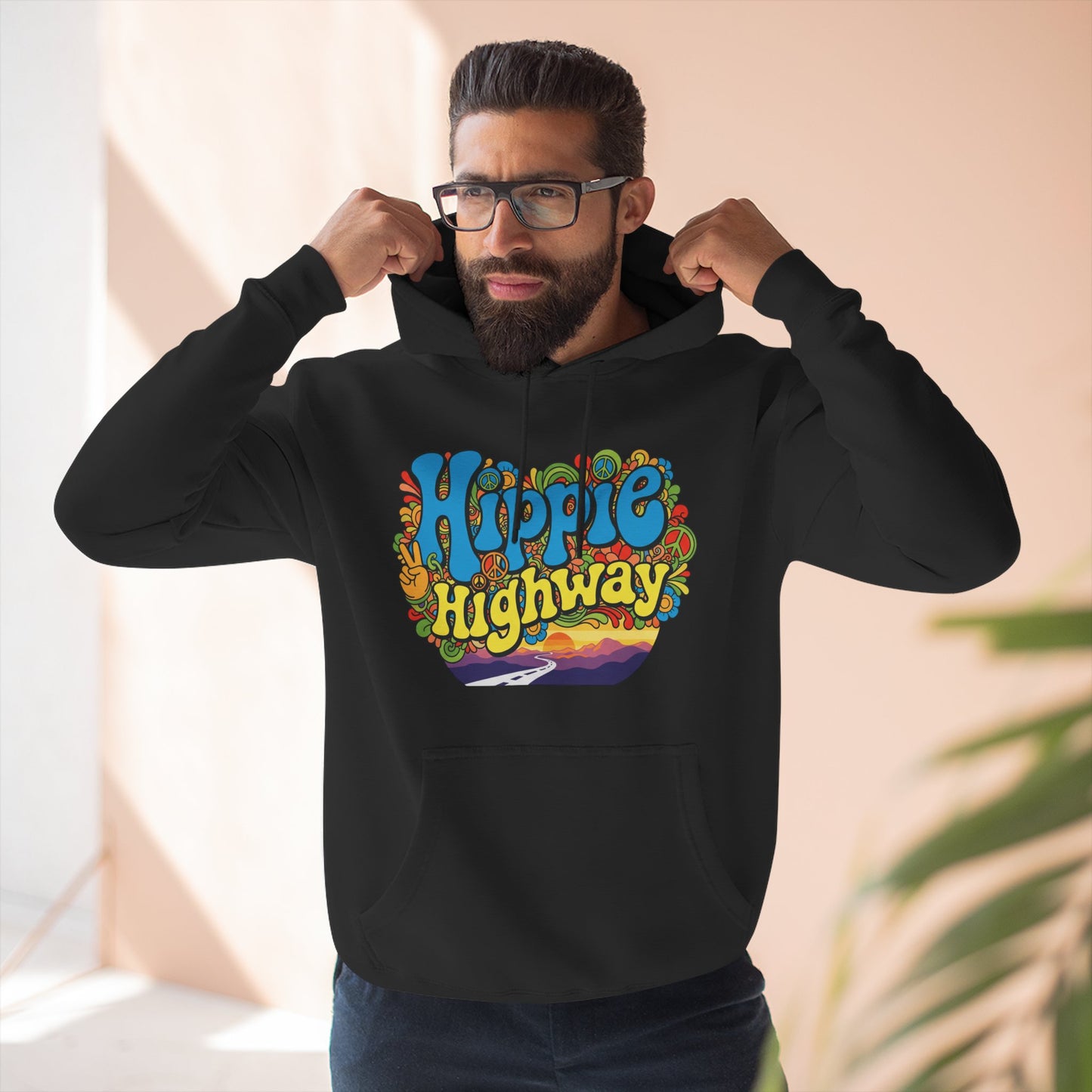 "Hippie Highway" Open Mind Open Road Fleece Hoodie