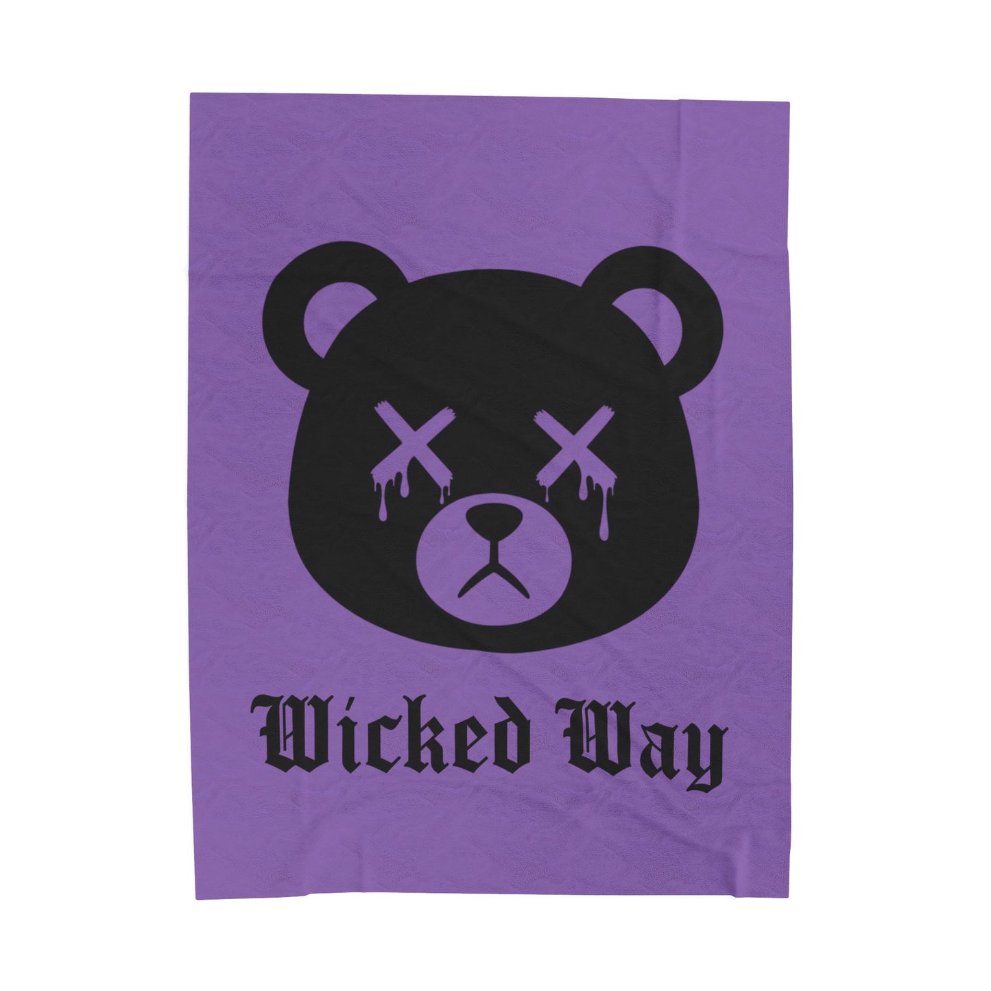 Light Purple "Wicked Way" Dead Bear Head Velveteen Plush Blanket