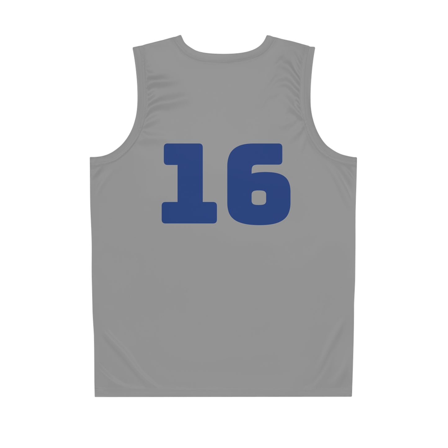 Grey & Blue "Hustler Ave" #16 Alt. Basketball Jersey