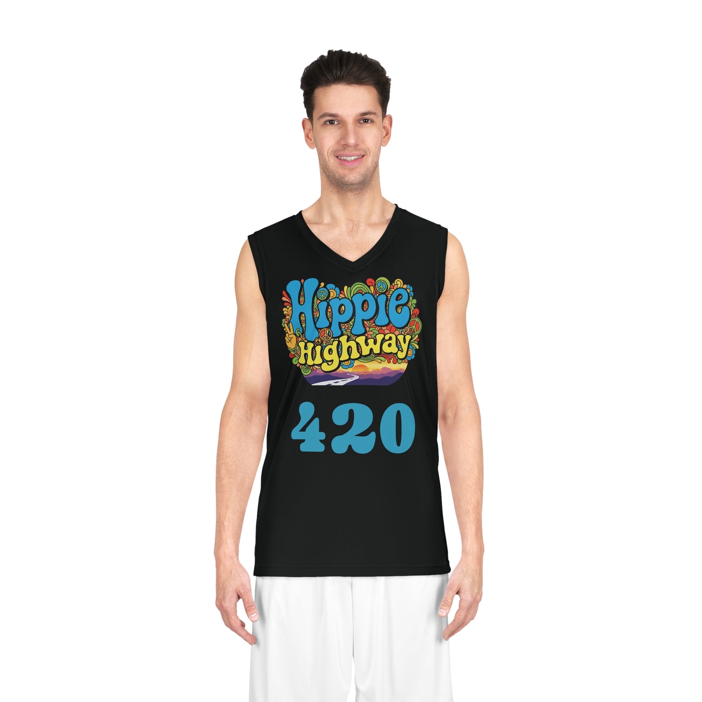 Black "Hippie Highway" #420 Open Mind Open Road Basketball Jersey
