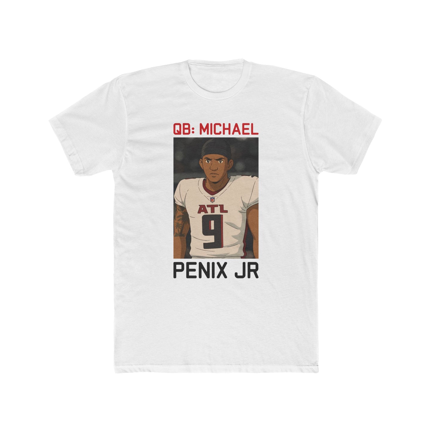 Anime Football 'QB: Michael Penix Jr' Cotton Crew Tee