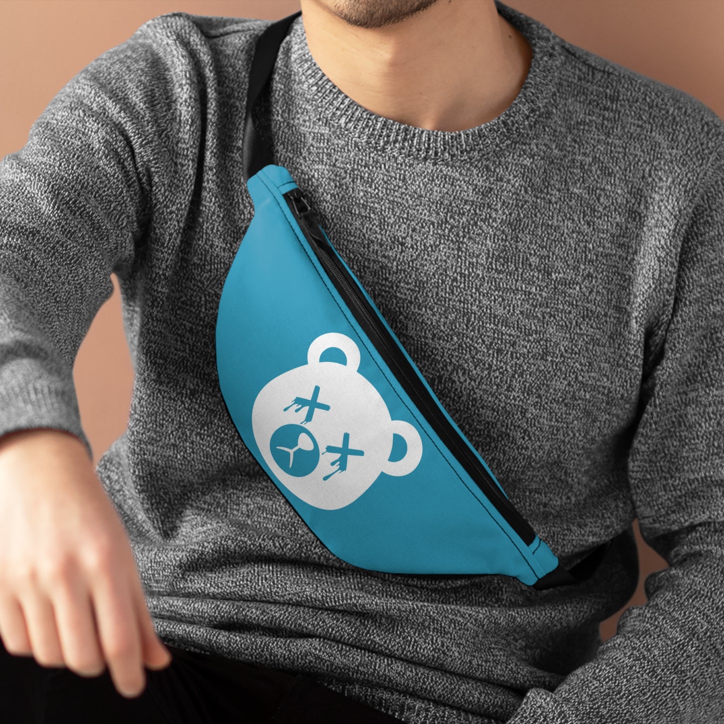 Teal w/ White Logo "Wicked Way" Dead Bear Head Fanny Pack