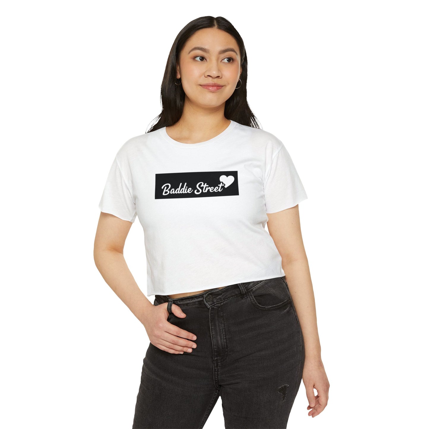 Limited Edition "Baddie Street" Block Script Heart Women's Crop Top