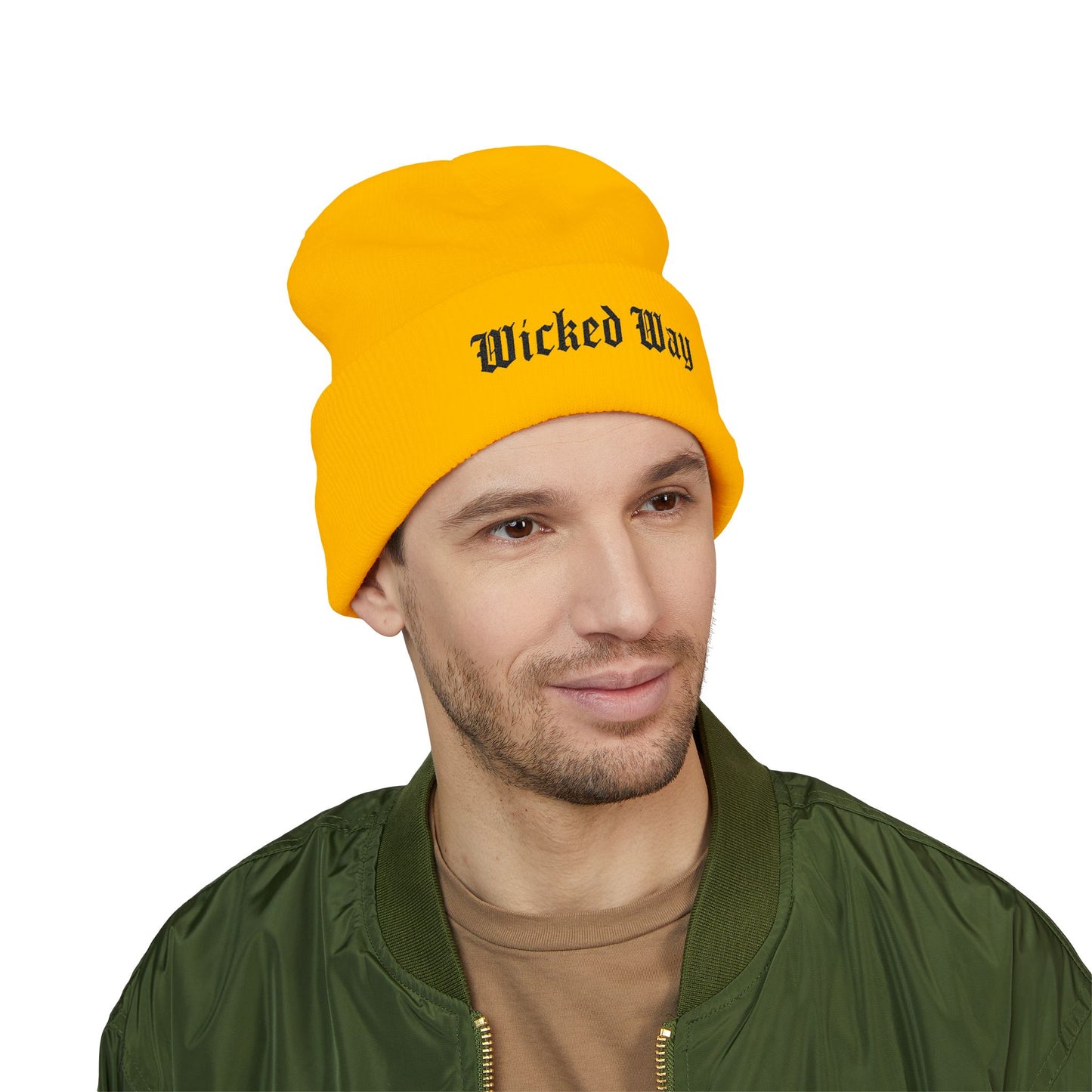 "Wicked Way" Black Script Embroidered Beanie (Multi Color Options)