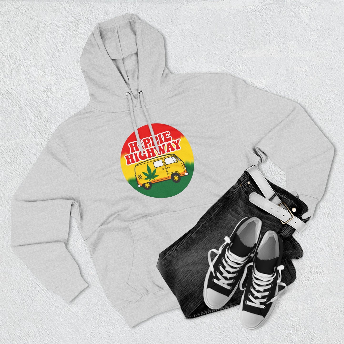 "Hippie Highway" Rasta Vibes Fleece Hoodie