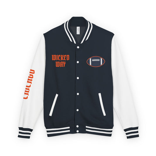 Navy Blue & White "Wicked Way" Chicago Deady Bear Football Heavyweight Letterman Jacket