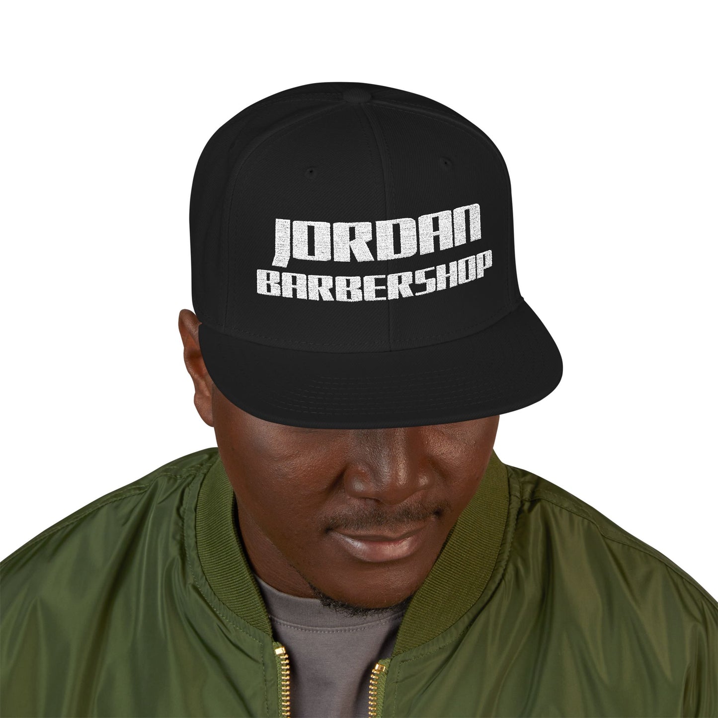 Jordan Barbershop White Text Snapback