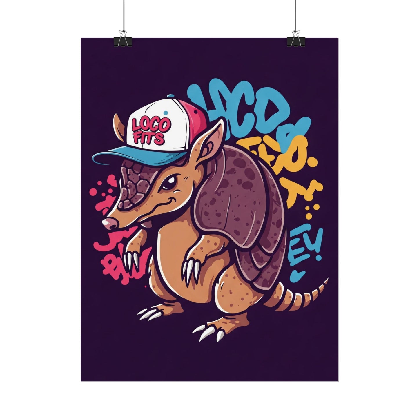 Colorful Loco Fits Armadillo Art Print - Loco Fits Rolled Poster