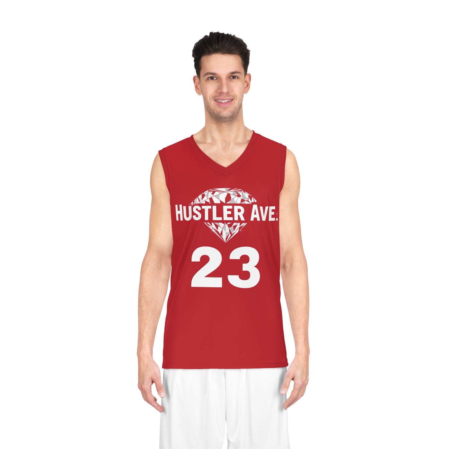 Red "Hustler Ave" #23 Diamond Status Alt. Basketball Jersey