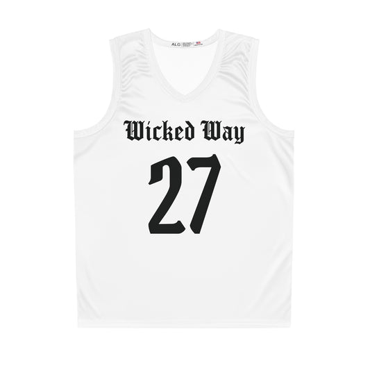 White & Black "Wicked Way" #27 Basketball Jersey
