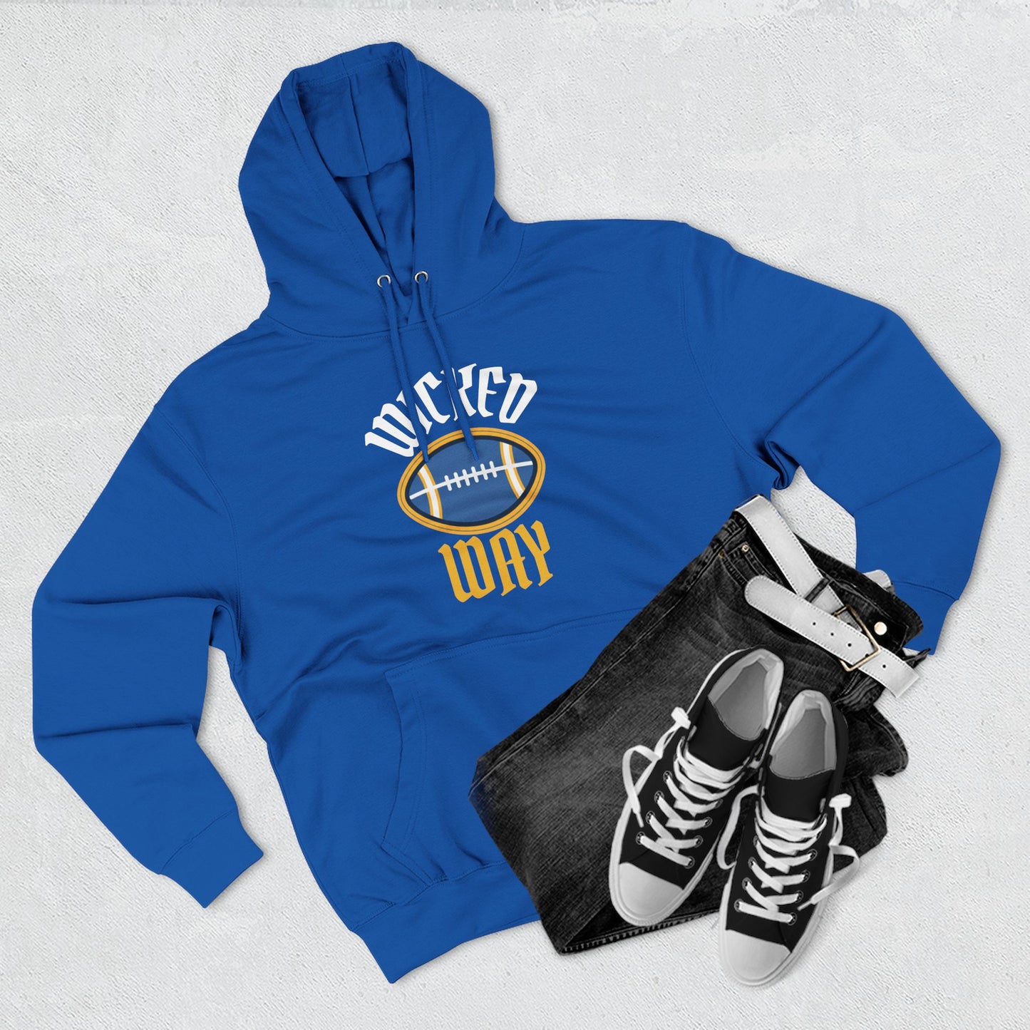 Legends "Wicked Way" Deady Bear Football Blue, White, & Yellow Fleece Hoodie