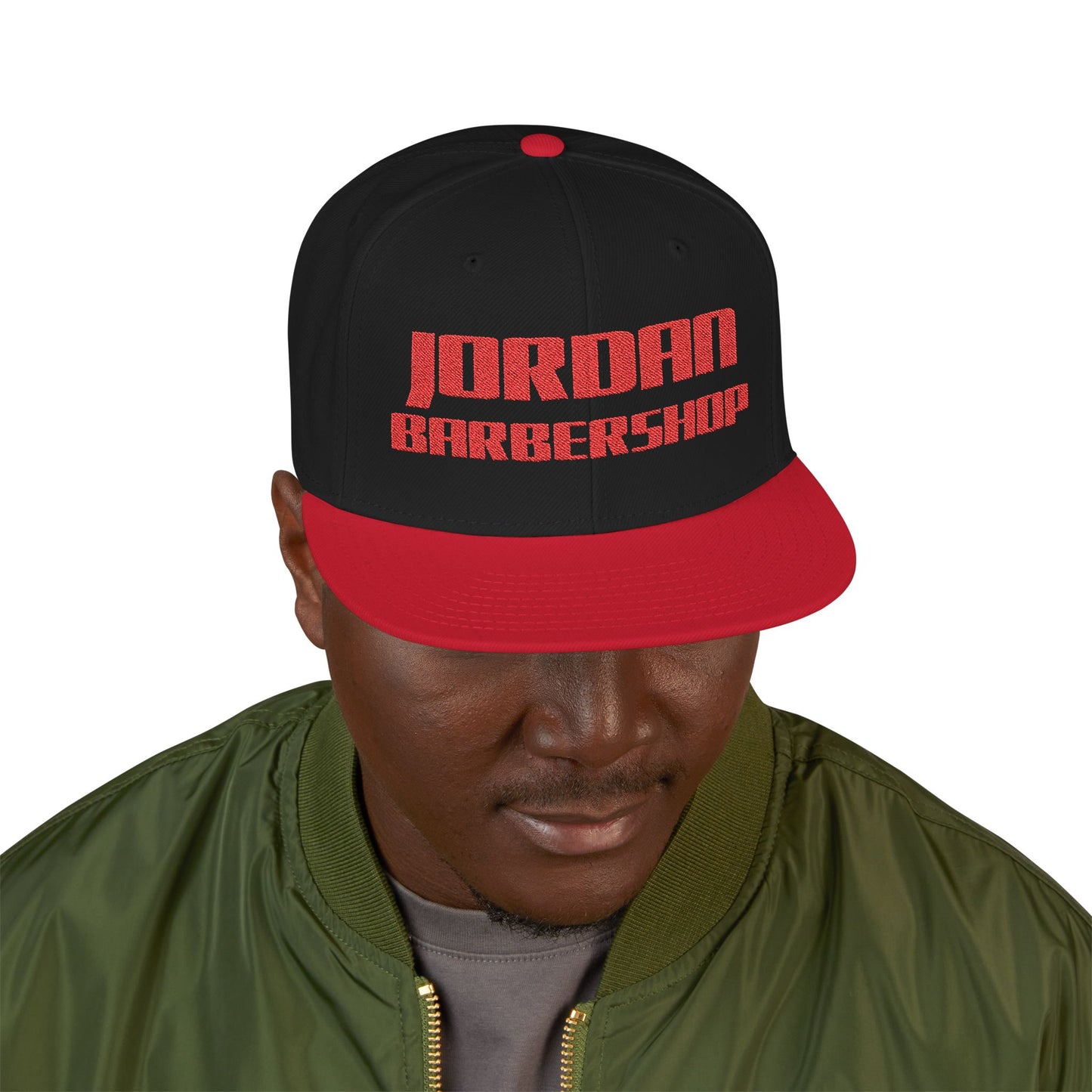 Jordan Barbershop Red Text Snapback