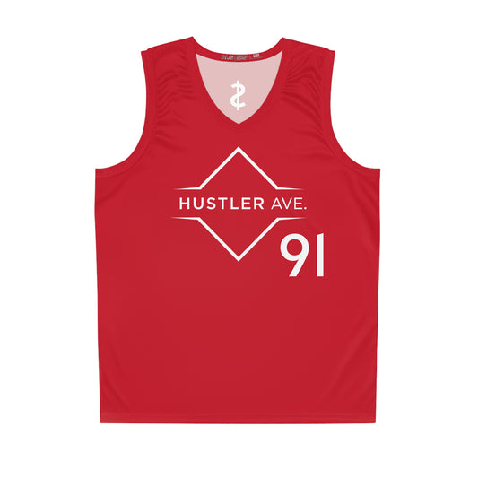 Red "Hustler Ave" #91 Avalanche Motion Basketball Jersey