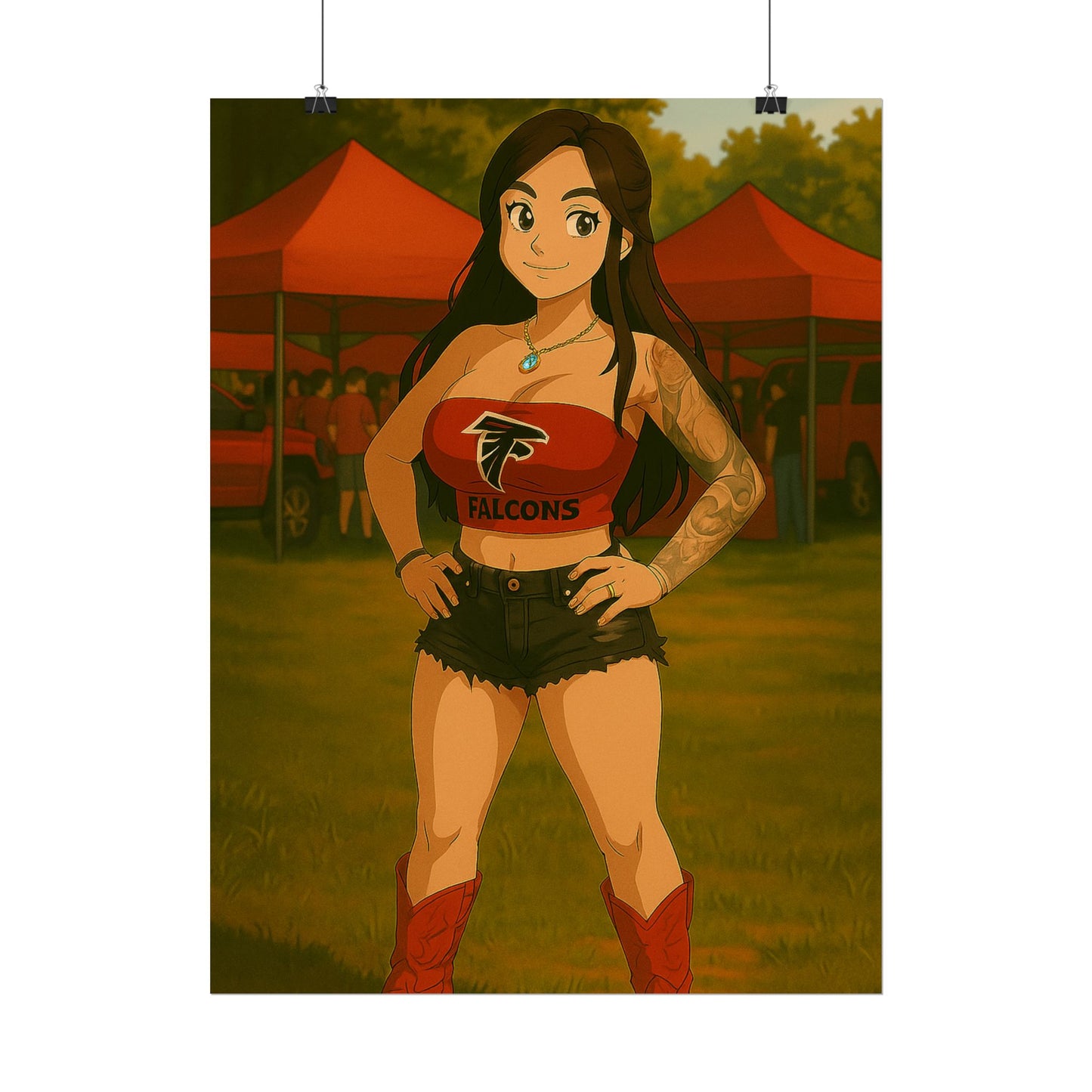 Loco Fits Anime Girls 'Falcons Girl Tailgating' Poster