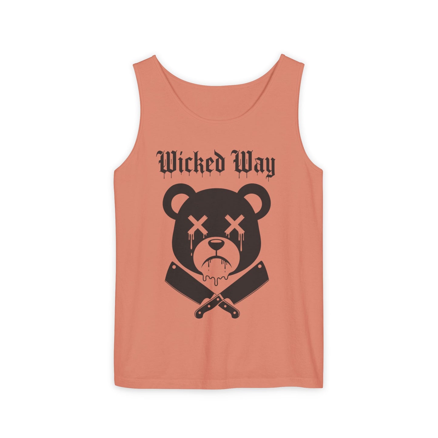 Limited Edition "Wicked Way" Drippy Bear Head Double Butcher Knife Tank Top