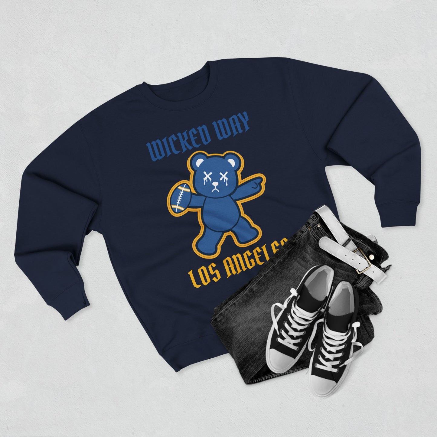 "Wicked Way" Deady Bear Football Los Angeles Crewneck Sweatshirt