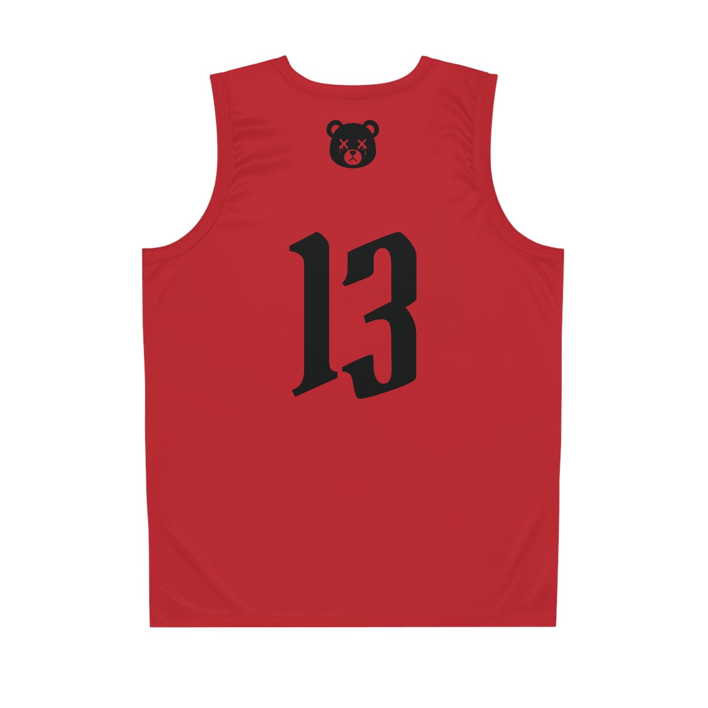 Red & Black "Wicked Way" #13 Dead Bear Head Alt, Basketball Jersey