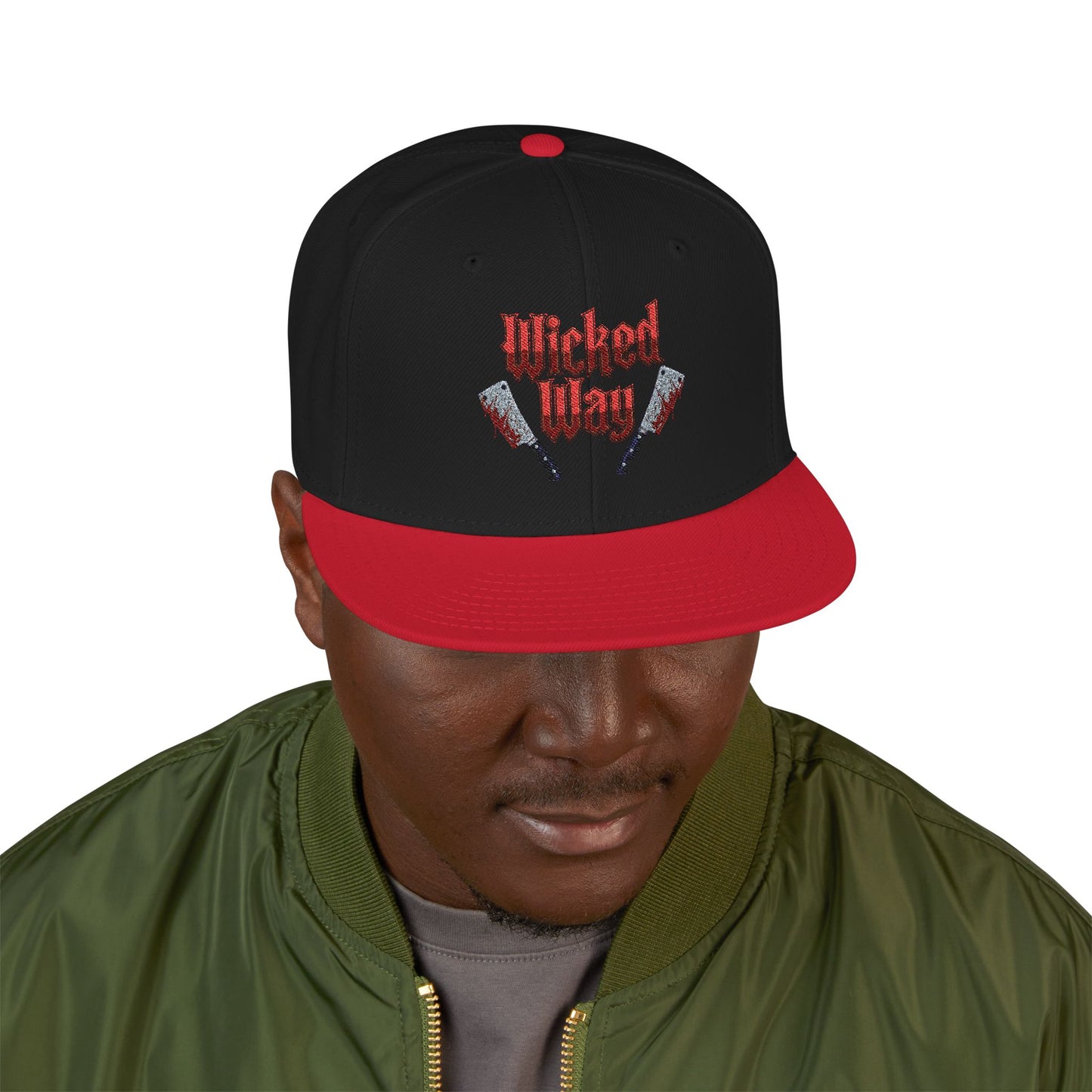 Black & Black and Red "Wicked Way" #75 Double Butcher Knives Alt. Snapback