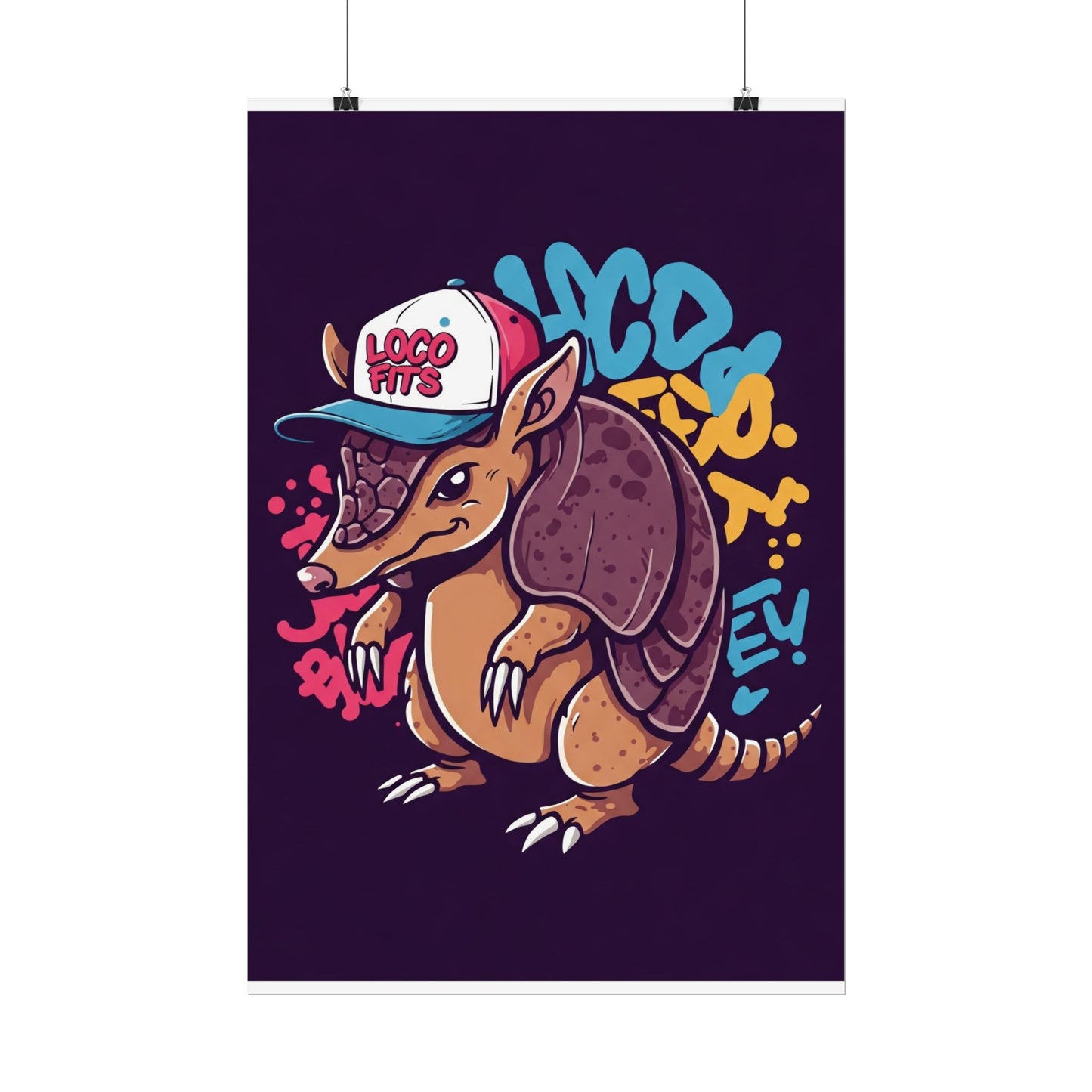Colorful Loco Fits Armadillo Art Print - Loco Fits Rolled Poster