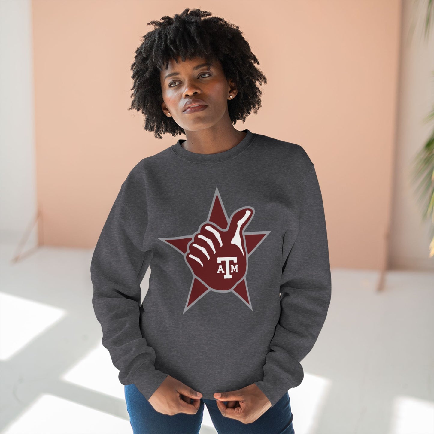 'Texas A&M Lone Star Thumbs Up' Cotton Crewneck Sweatshirt